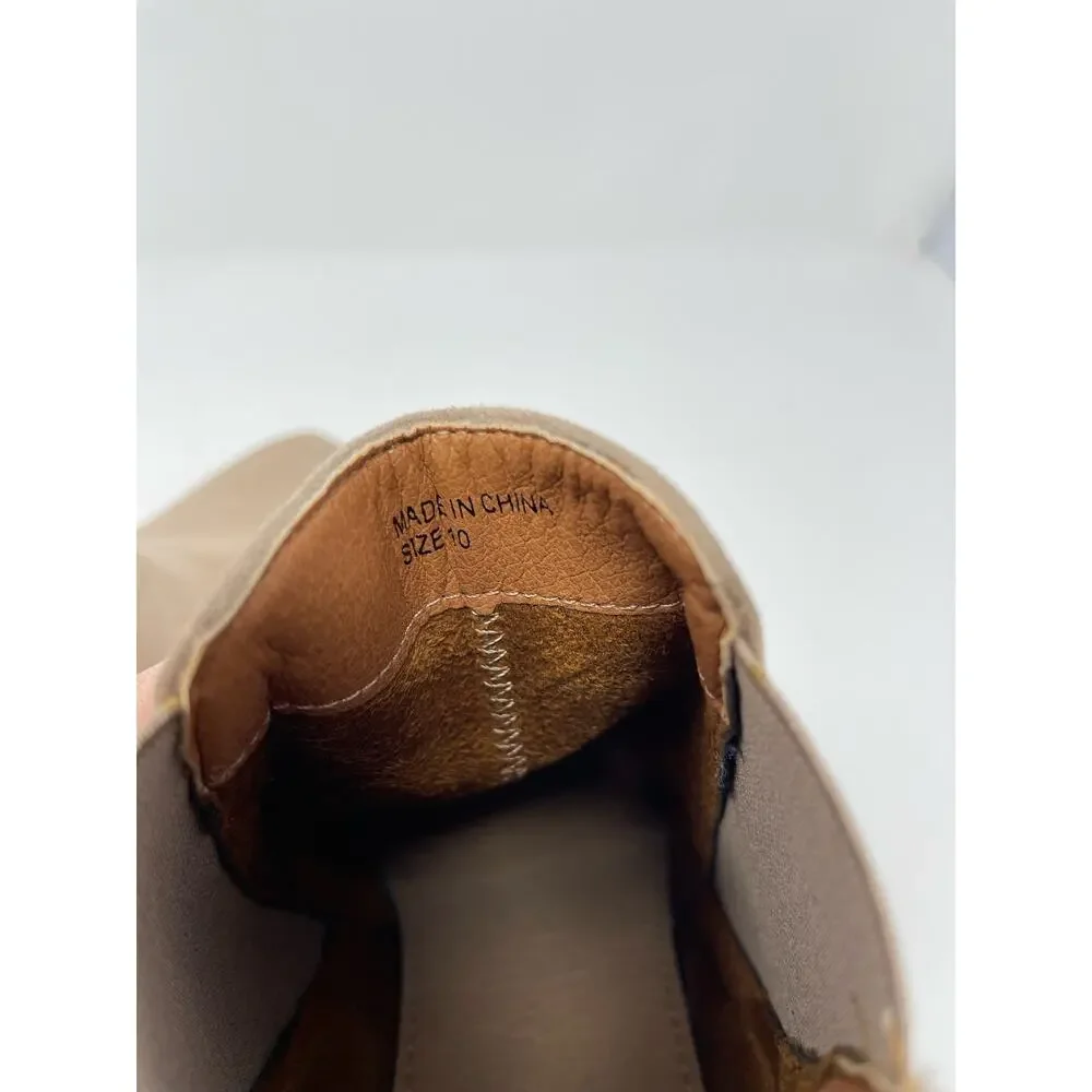 Beast Fashion James II Heeled Taupe Faux‎ Suede Slip On Almond Toe Ankle Boot